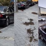 El vehículo ha aparecido esta mañana con el techo hundido en la zona de las Cuatro Torres, en Madrid