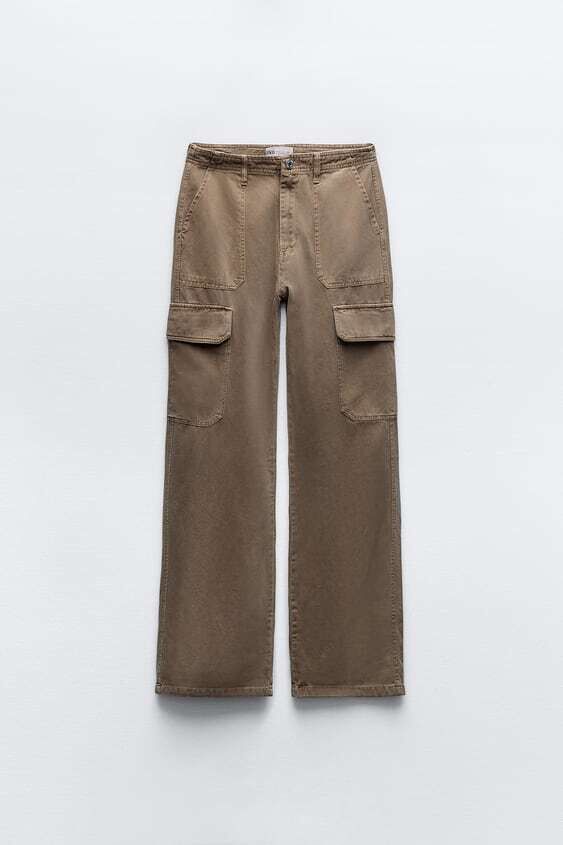 Pantalón cargo recto tiro alto