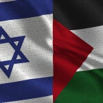 Banderas de Israel y de la Autoridad Palestina