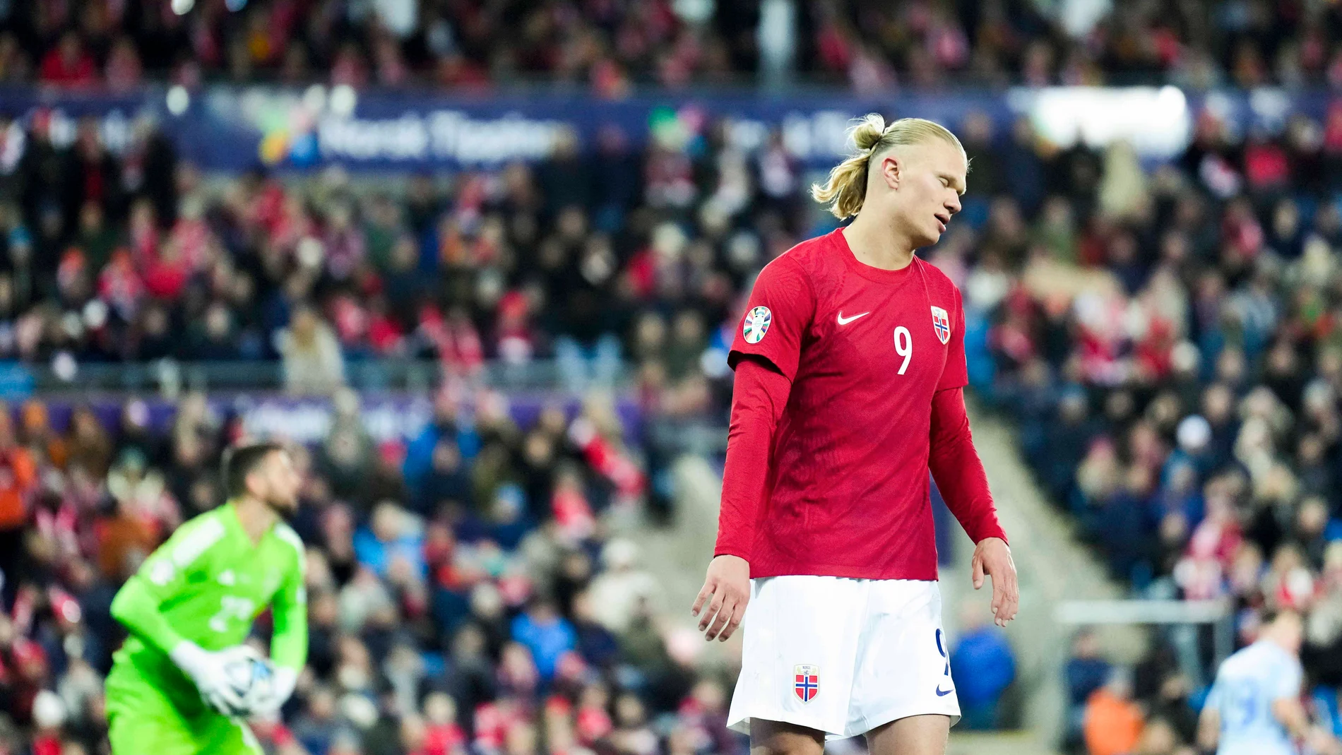 15 October 2023, Norway, Oslo: Norway's Erling Haaland reacts during the UEFA Euro 2024 Qualifying group A soccer match between Norway and Spain at Ullevaal Stadium. Photo: Fredrik Varfjell/NTB/dpa 15/10/2023 ONLY FOR USE IN SPAIN