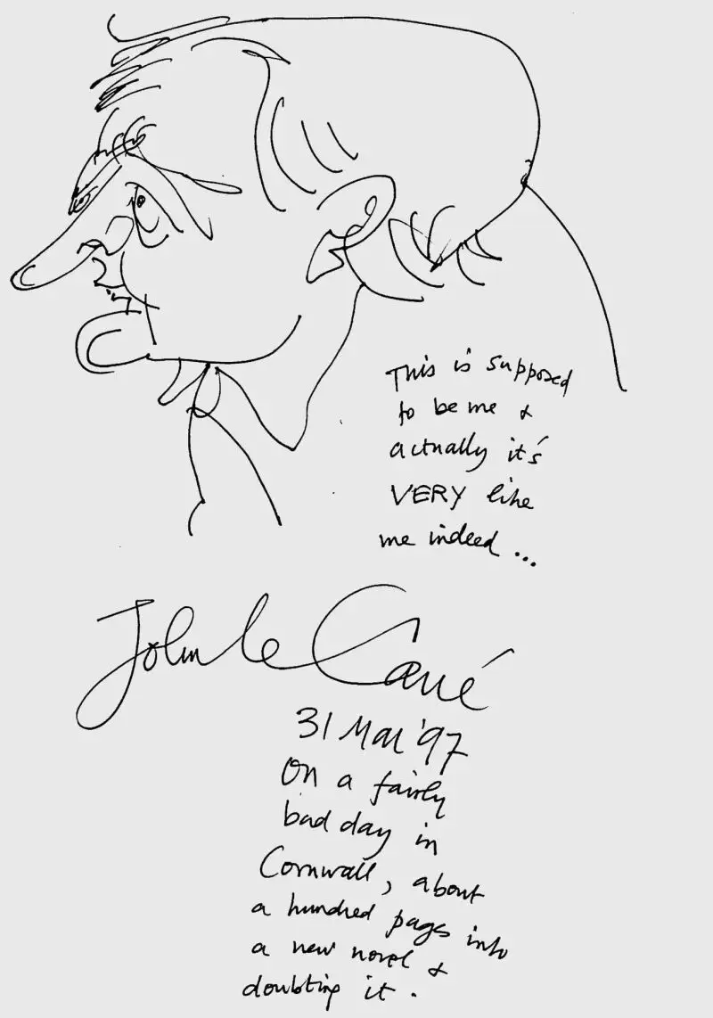 Un autorretrato de Le Carré, que se incluye en el nuevo libro