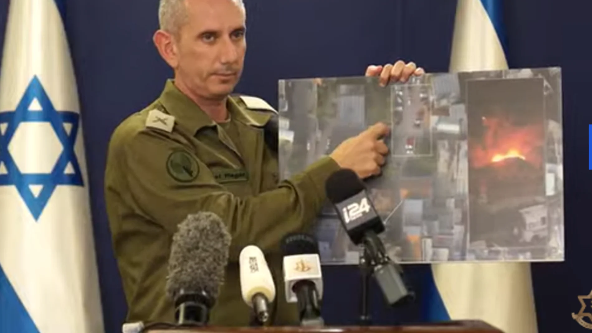 El portavoz del Ejército de Israel, Daniel Hagari, explica el ataque al hospital de Gaza