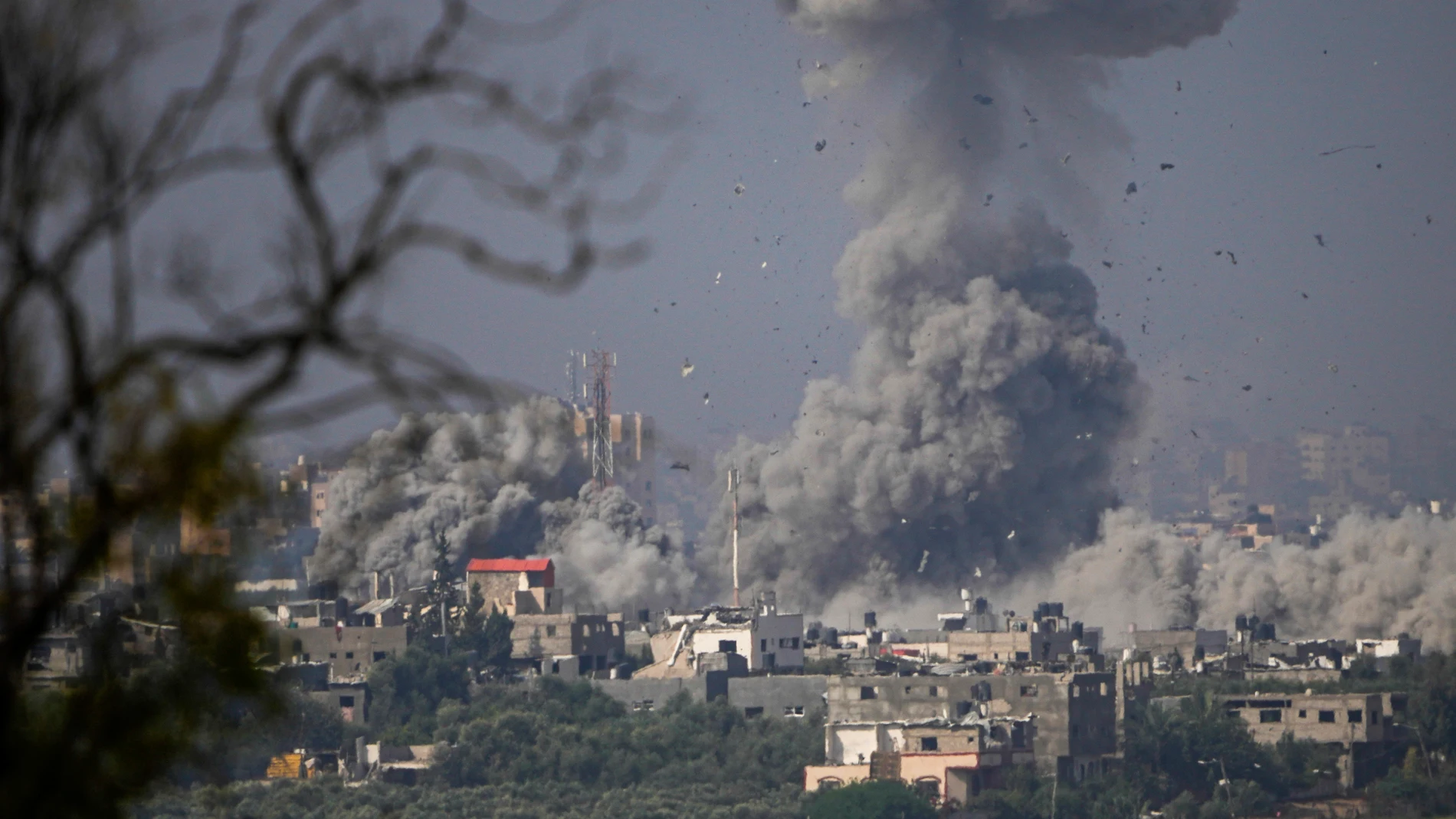 Smoke rises following an Israeli airstrike in the Gaza Strip, as seen from southern Israel, Monday, Oct. 23, 2023. (AP Photo/Ariel Schalit)