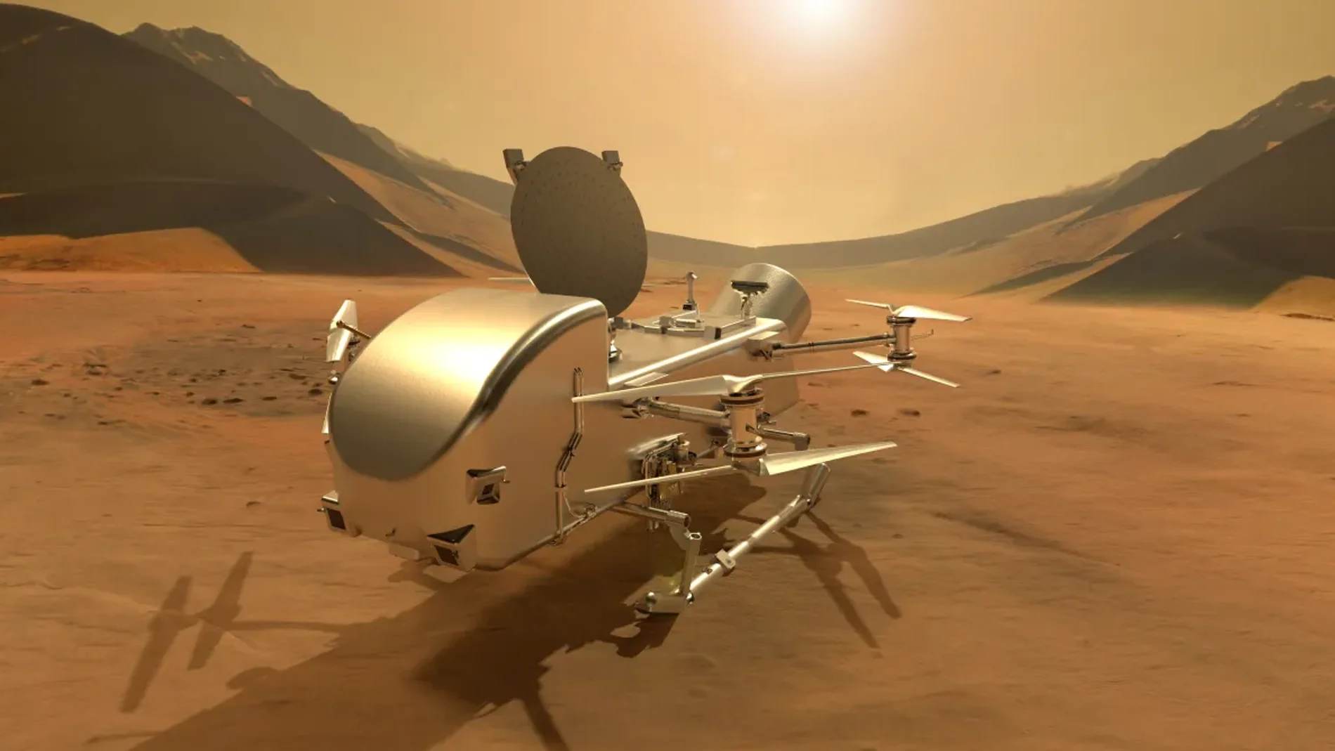 Dragonfly, el dron que la NASA enviará en 2027 a explorar el mundo oceánico Titán.