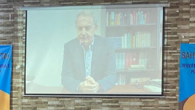  El expresidente Rodríguez Zapatero durante su intervención