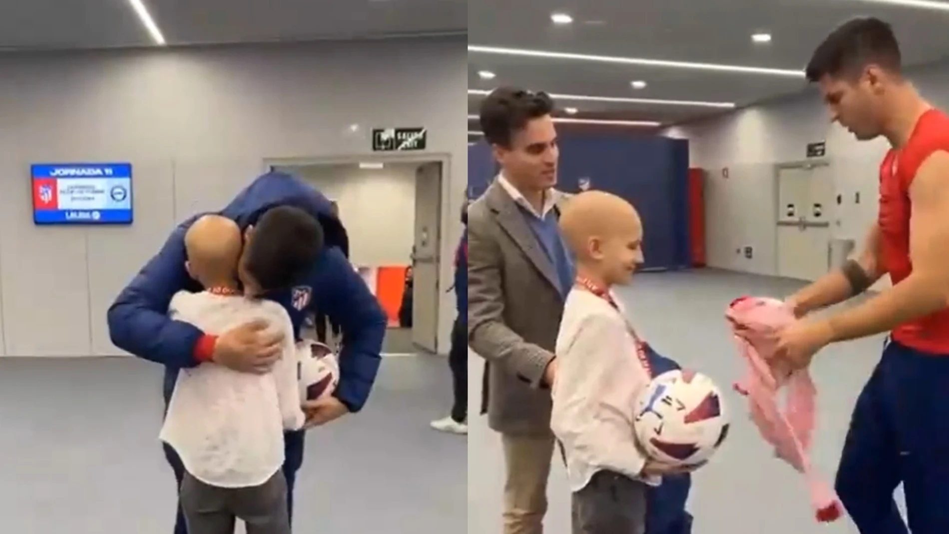 Álvaro Morata y Gonzalo Caballero junto a María