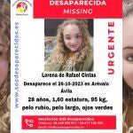 Buscan a Lorena de Rafael Cinta, una joven de 28 años desaparecida en Arévalo
