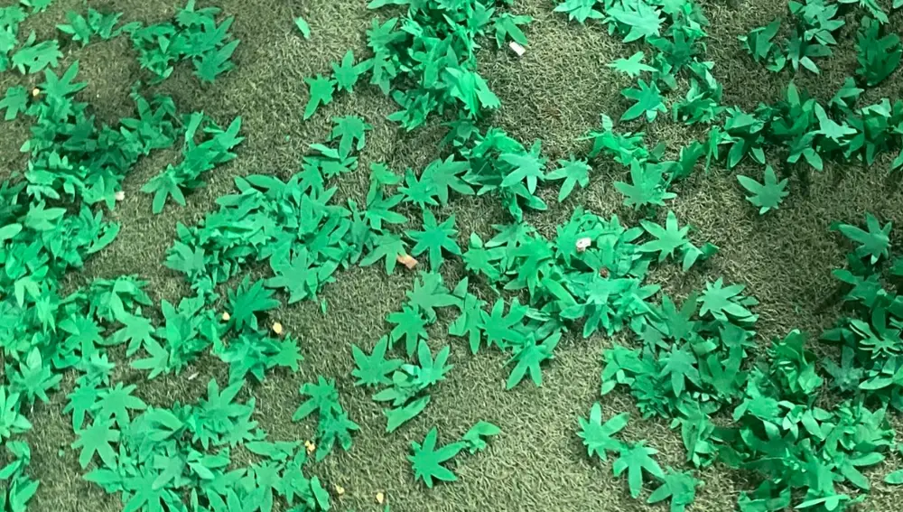 Confeti en forma de hoja de marihuana 