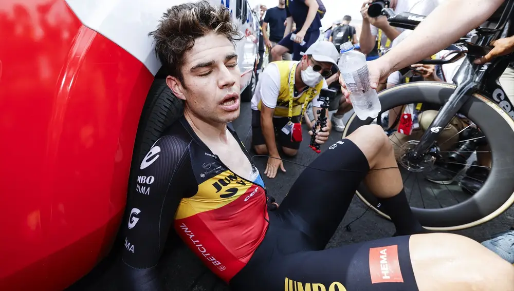 Van Aert, destrozado tras la contrarreloj del Tour de Francia