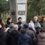 El secretario general del PSOECyL, Luis Tudanca, durante un acto en el cementerio de Monte de la Pedraja (Burgos)