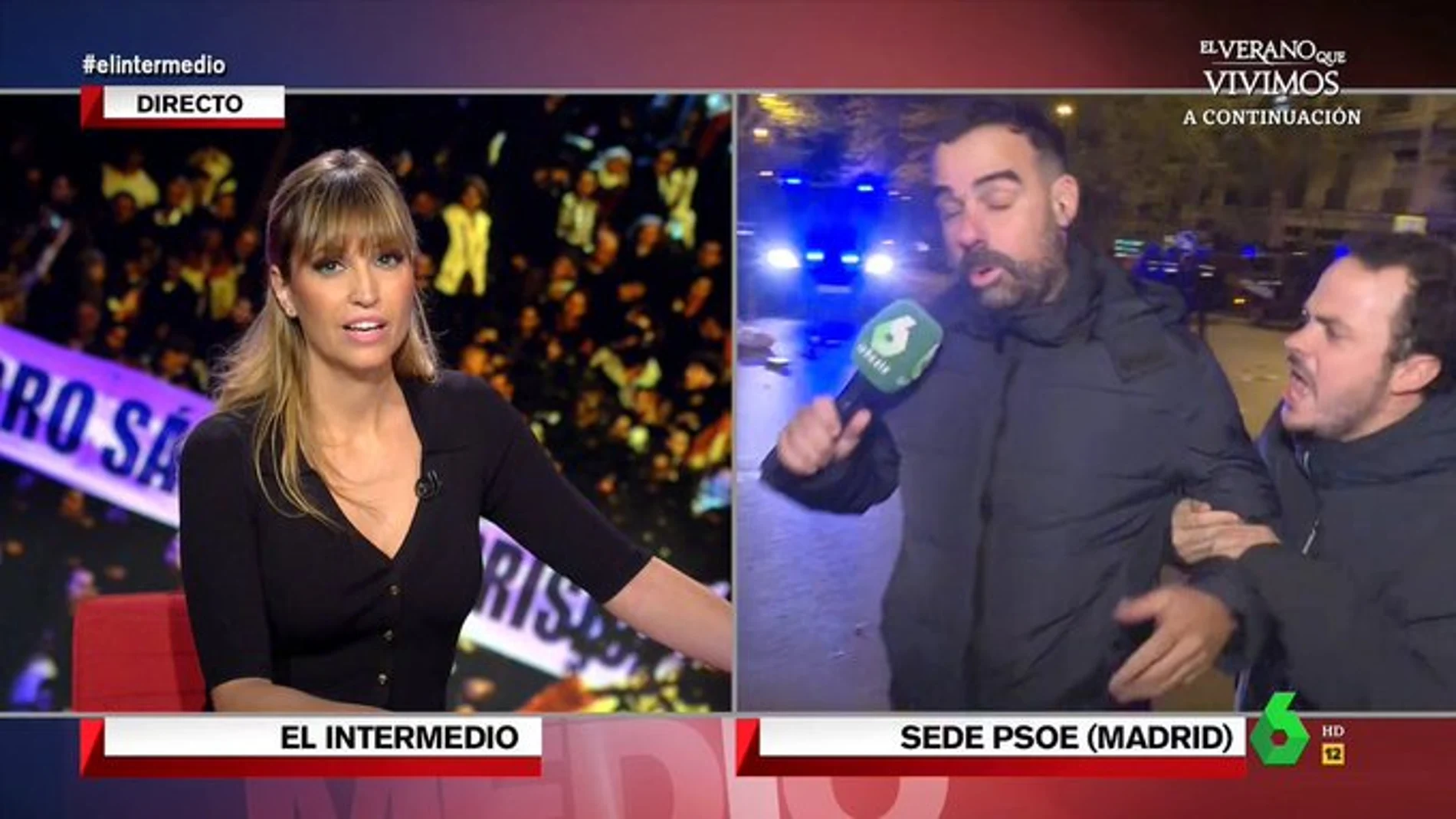 Un energúmeno increpa a un reportero de laSexta en su directo en 'El Intermedio': "¡Muertos de ETA!"