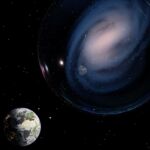 Representación artística de la galaxia espiral más lejana hasta la fecha