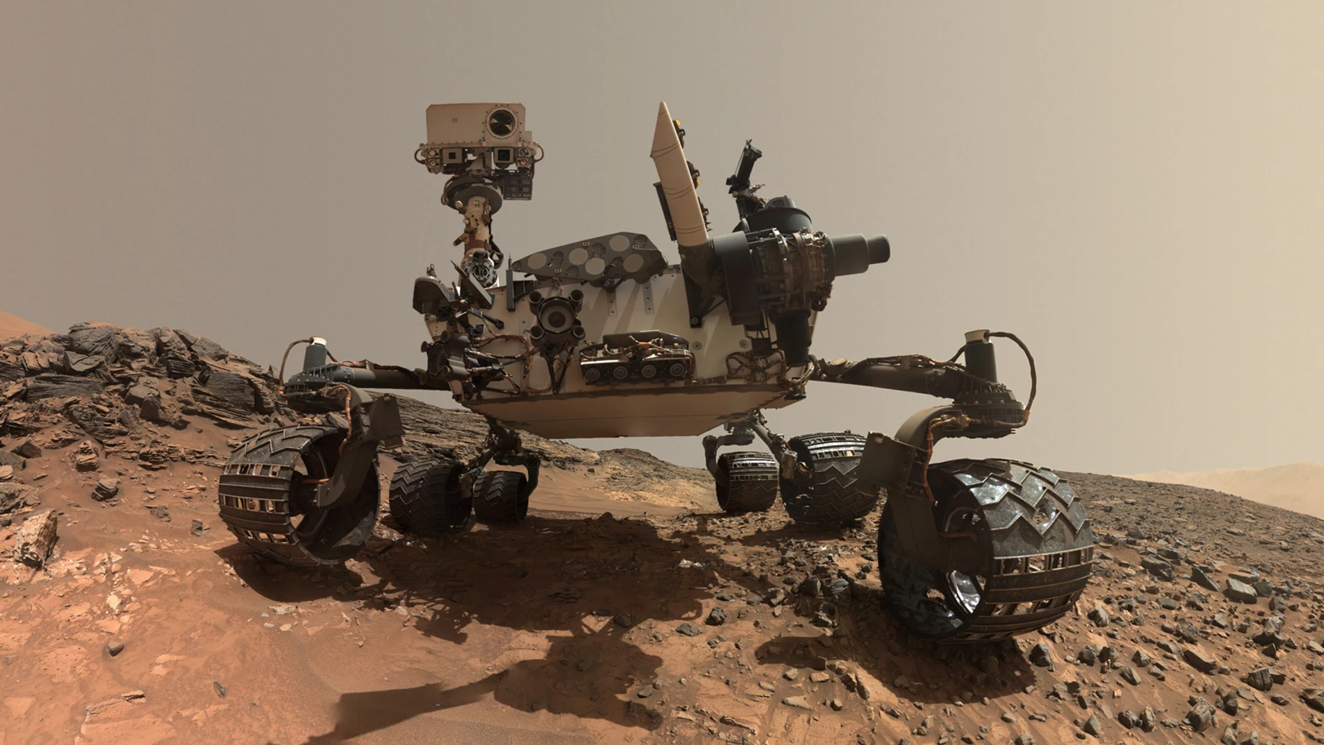 Rover Mars Curiosity en Marte.