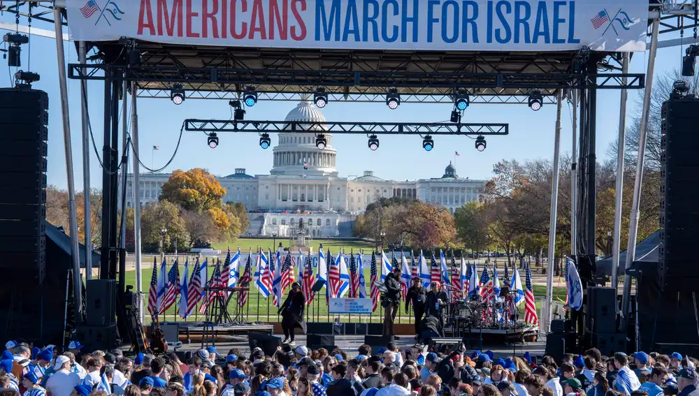 O.Próximo.- Políticos demócratas y republicanos asisten a una marcha en apoyo a Israel en Washington