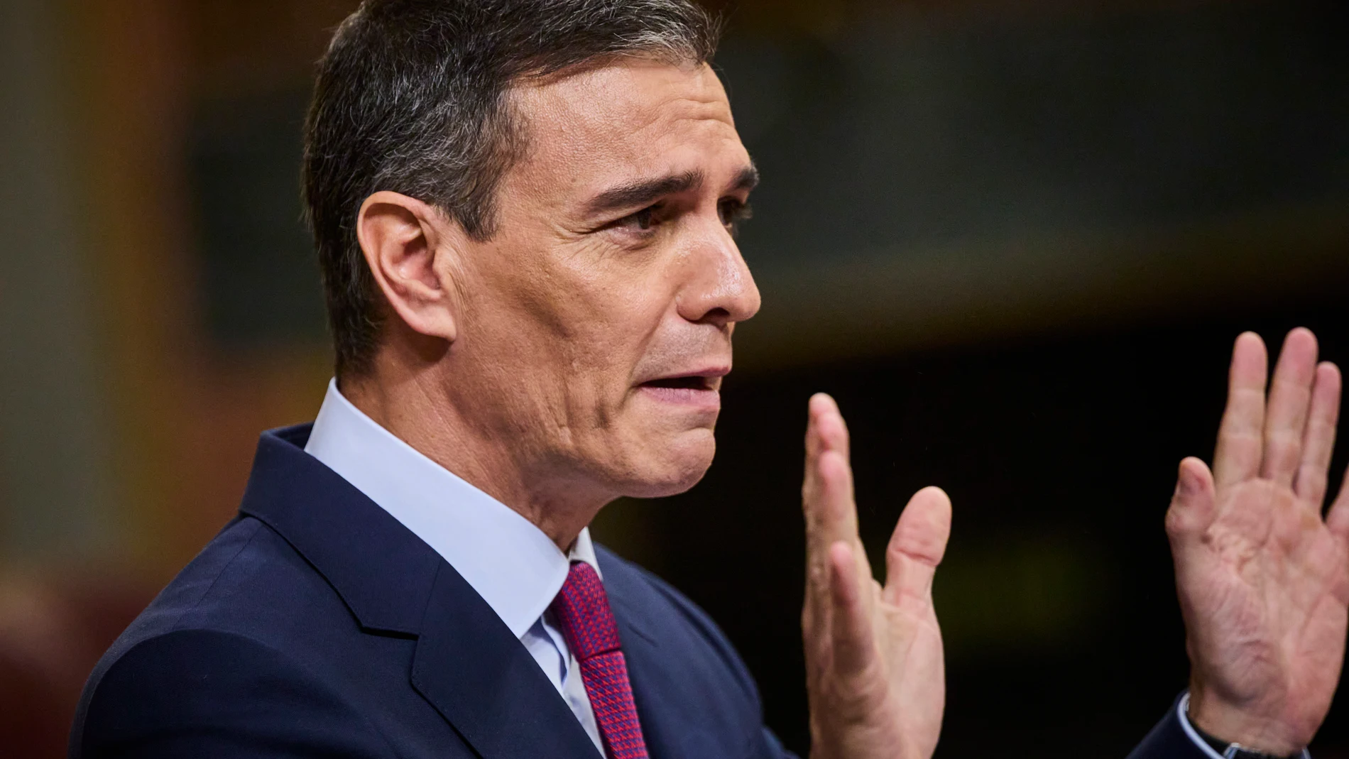 El presidente del gobierno, Pedro Sanchez, en el pleno de investidura en el Congreso de los Diputados. © Alberto R. Roldán / Diario La Razón. 15 11 2023