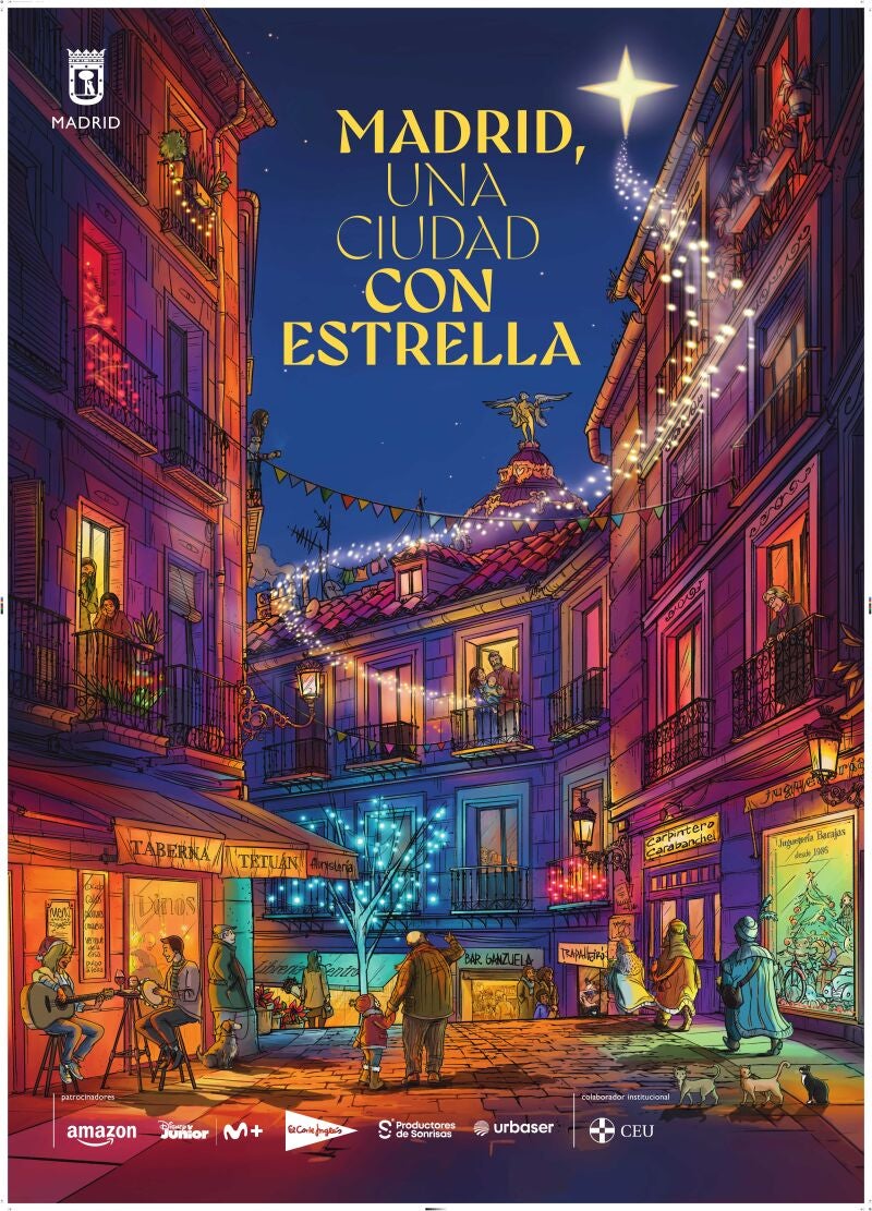 Cartel del Ayuntamiento de Madrid para estas navidades, diseñado por el orensano Poliño Trapalleiro.
