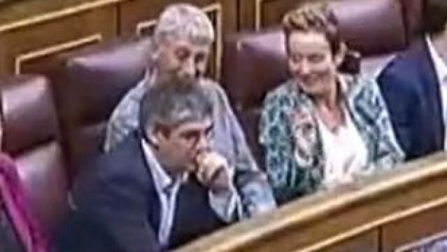 Las risas de Oskar Matute, el diputado de EH Bildu, cuando el socialista José Zaragoza voto "sí" en lengua de signos