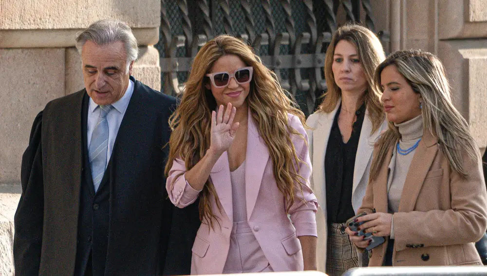 Shakira a su llegada al juicio en Barcelona.
