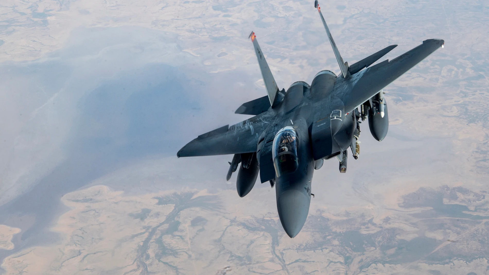 March 11, 2020, Al Udeid Air Base, Qatar: A U.S. Air Force F-15E Strike Eagle fighter aircraft, assigned to the 494th Expeditionary Fighter Squadron out of Al Udeid Air Base, Qatar, during a sortie in support of Operation Inherent Resolve March 11, 2020 over Iraq. (Foto de ARCHIVO) 11/03/2020
