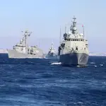 Tres de las fragatas de la Marina de guerra de Portugal