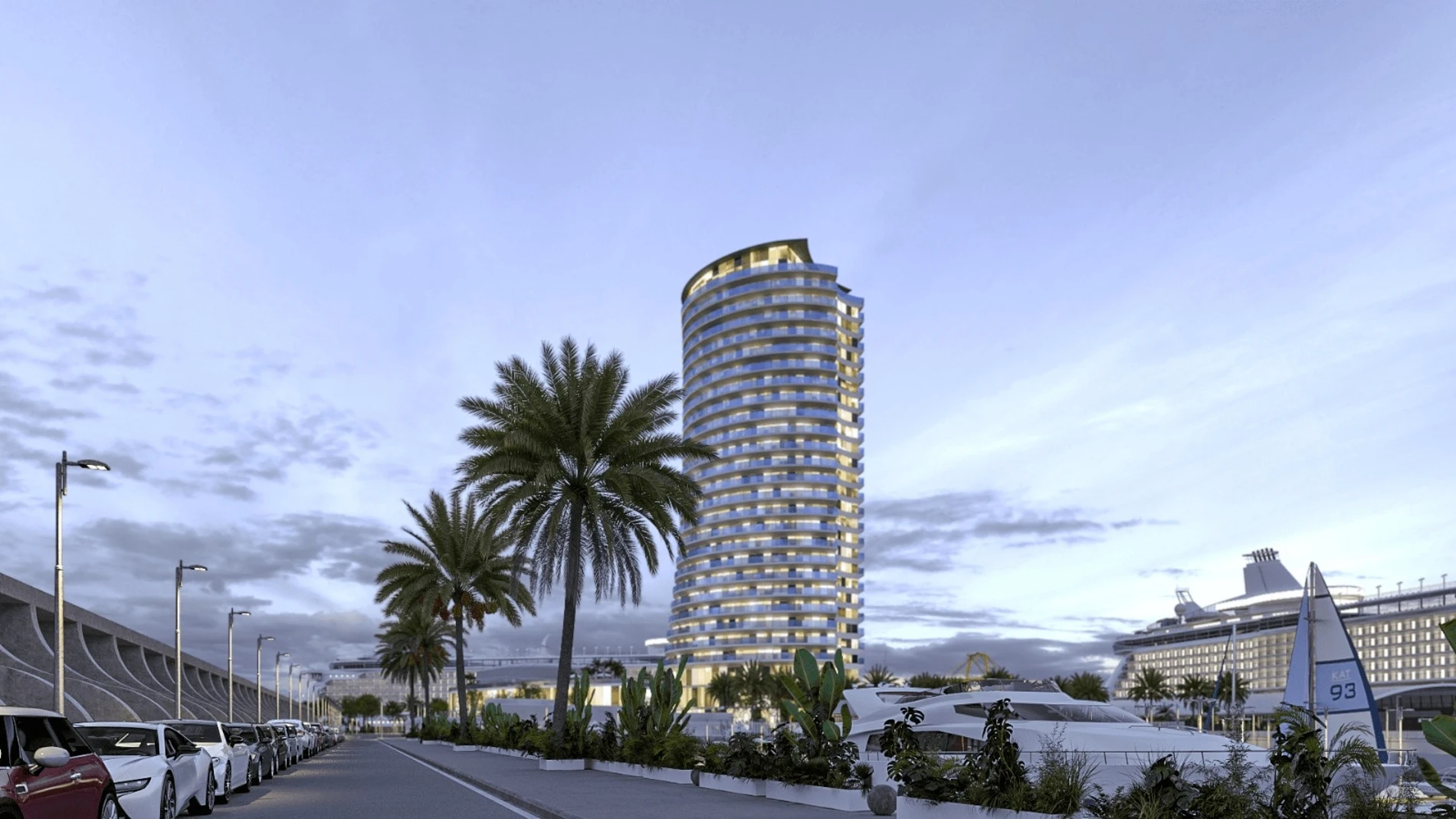Recreación del hotel en el puerto de Málaga