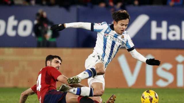 Catena y Kubo durante el Osasuna - Real Sociedad