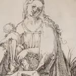 'La Virgen y el niño con una flor en un banco con hierba' del artista Alberto Durero