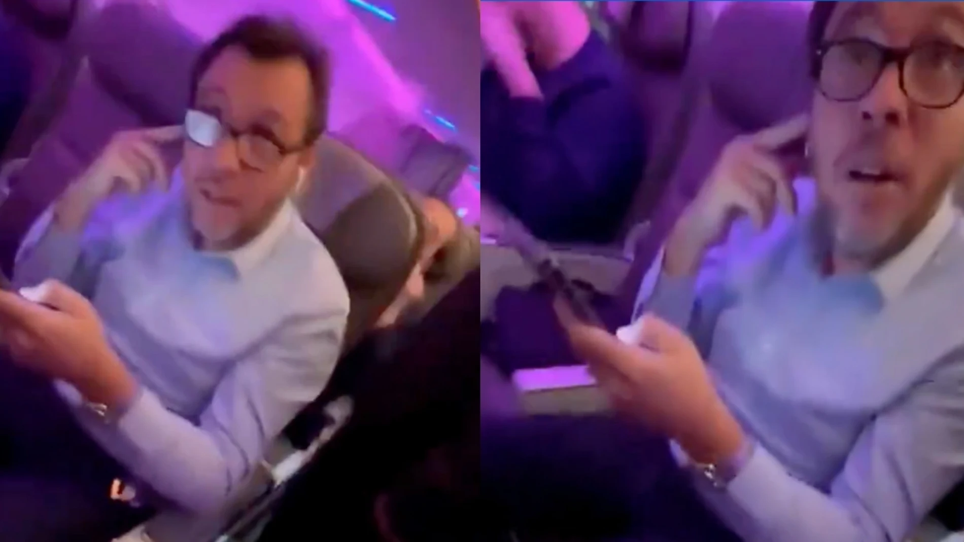 Óscar Puente en un vuelo Madrid-Bruselas