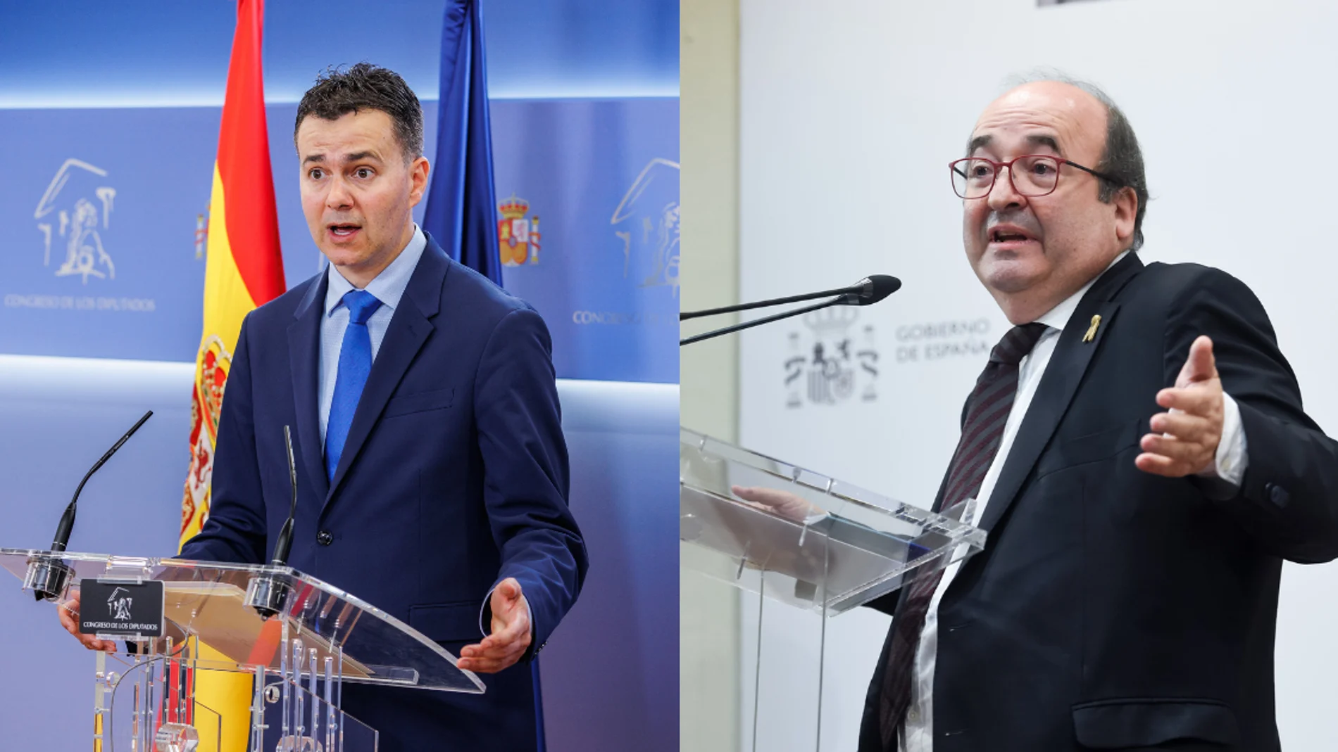 El breve exministro de Industria, Héctor Gómez, y el ex ministro de Cultura, Miquel Iceta, que ahora ejercerán de diplomáticos