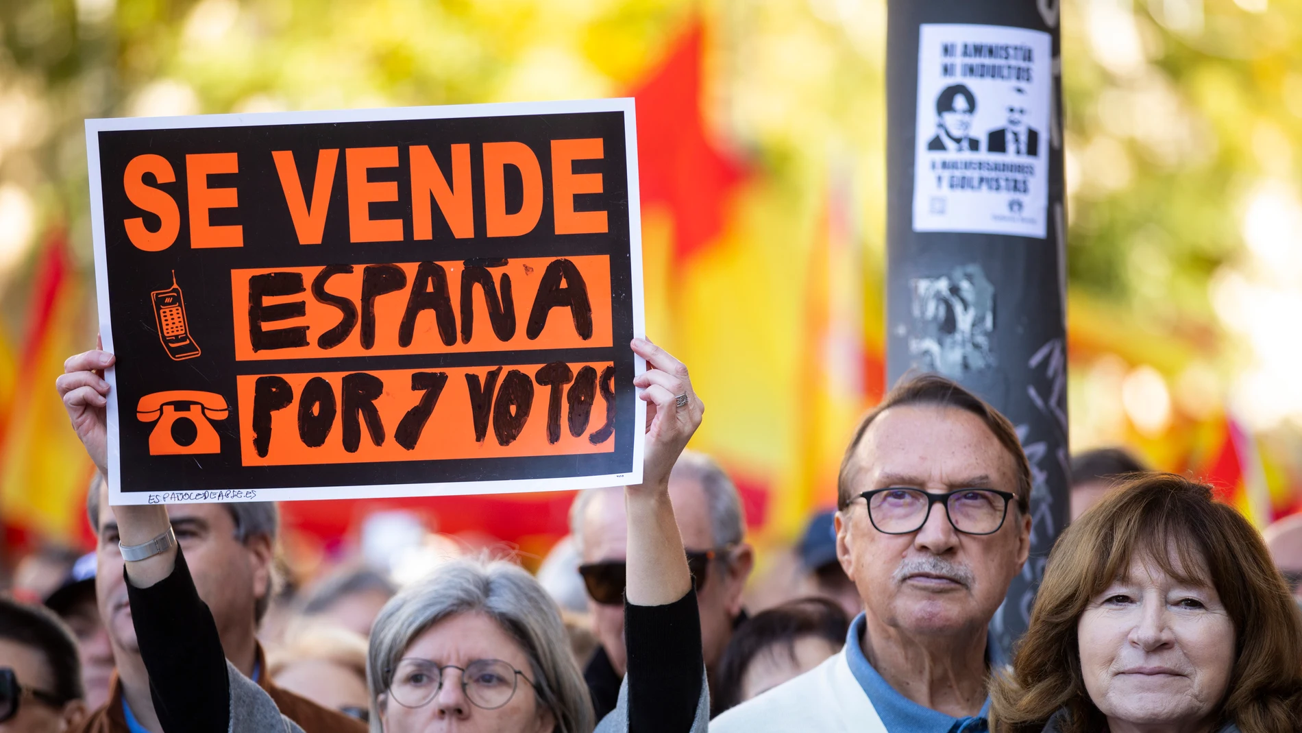 Manifestación en Cibeles contra la amnistía y los acuerdos de Pedro Sánchez para su investidura. 