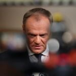 Poland's Prime Minister Donald Tusk arrives at the EU-Western Balkans Summit in Brussels, Belgium.