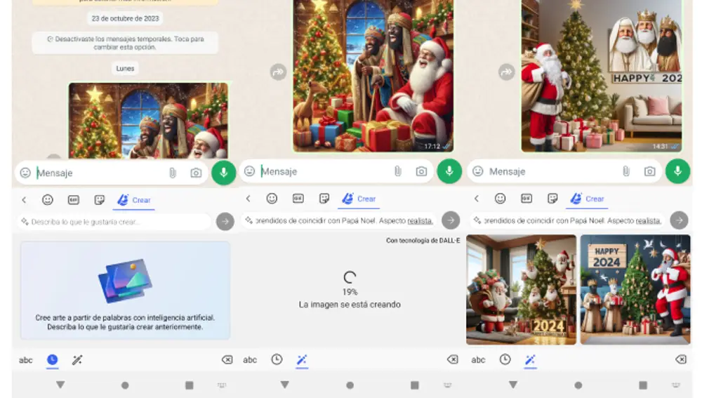 Creación de una felicitación navideña con DALL-E 3 en WhatsApp.