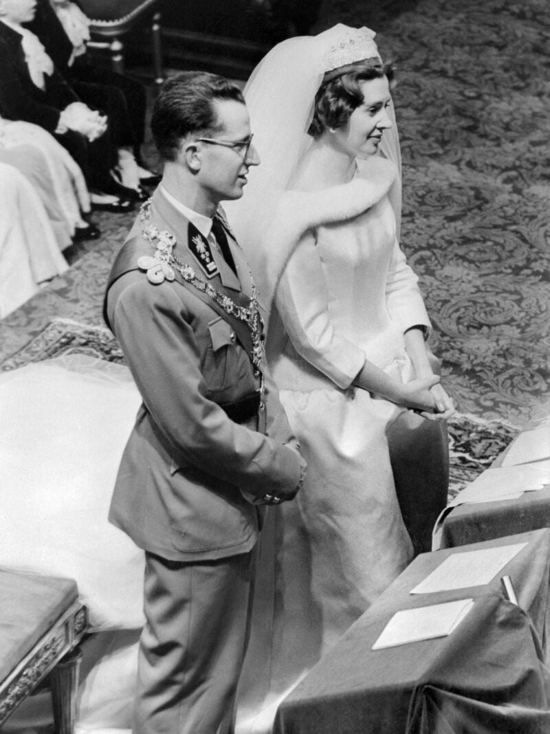 The religious marriage of King Baldoin of Belgium to Fabiola in Brussels in December 1960.