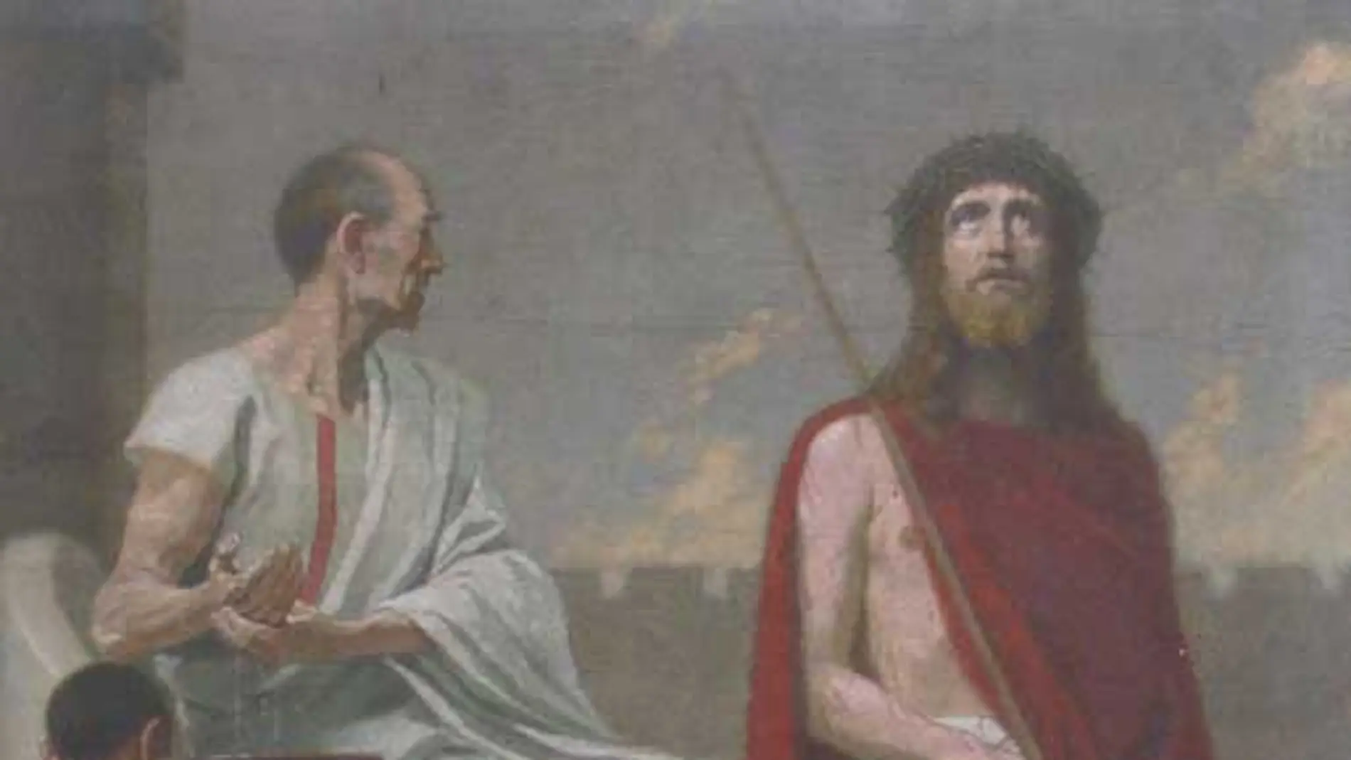 Pilato se lava las manos y con ese gesto sella la condena a muerte de Jesús. Obra de Gebhard Fugel, 