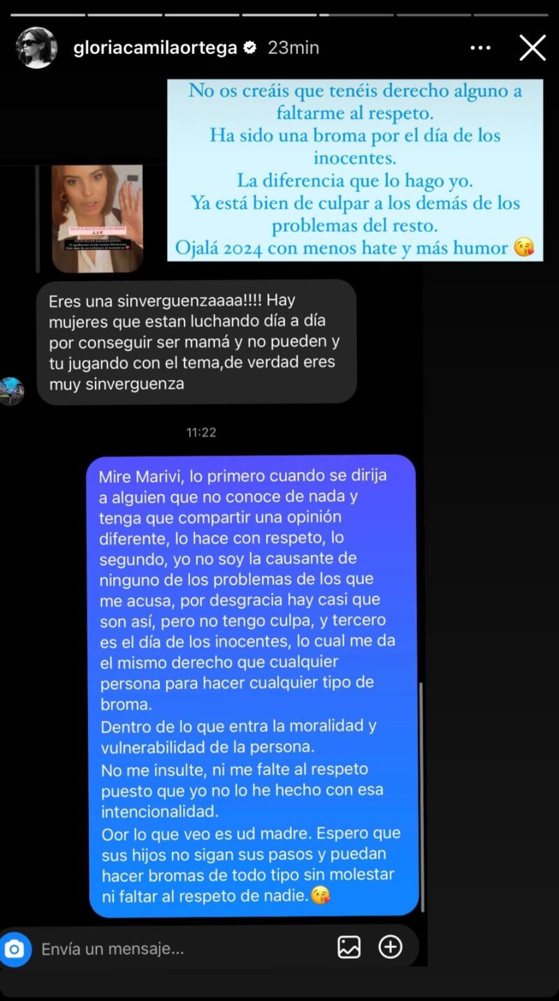Gloria Camila responde a una hater tras su inocentada
