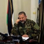 An undated handout picture shows Palestinian Saleh al-Arouri, Hamas deputy leader and a founding commander of its military wing (the Izz al-Din al-Qassam Brigades), speaks on the phone. Al-Aruri has been killed in a blast in Beirut. 