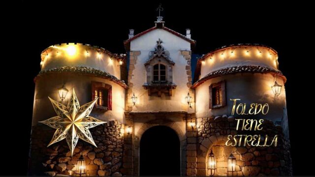 Puerta de Bisagra de Toledo proyectada "Toledo tiene estrella"