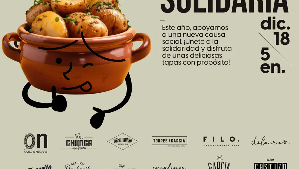 Cartel anunciador de la tradicional tapa solidaria de Ovejas Negras Company