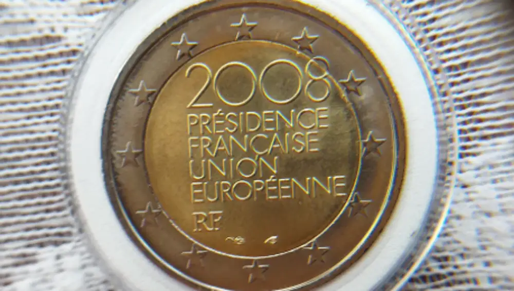 Edición especial de la moneda de dos euros conmemorativa de la presidencia francesa de la Unión Europea en 2008