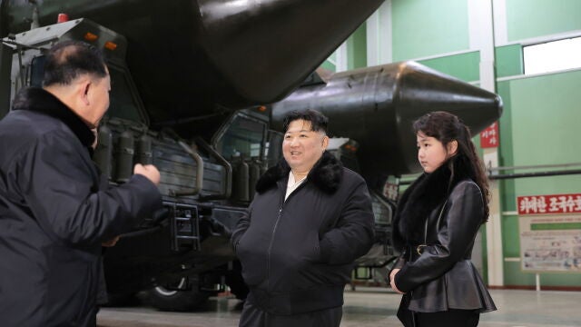 North Korean leader Kim Jong Un inspects missile launcher factory with his daughter