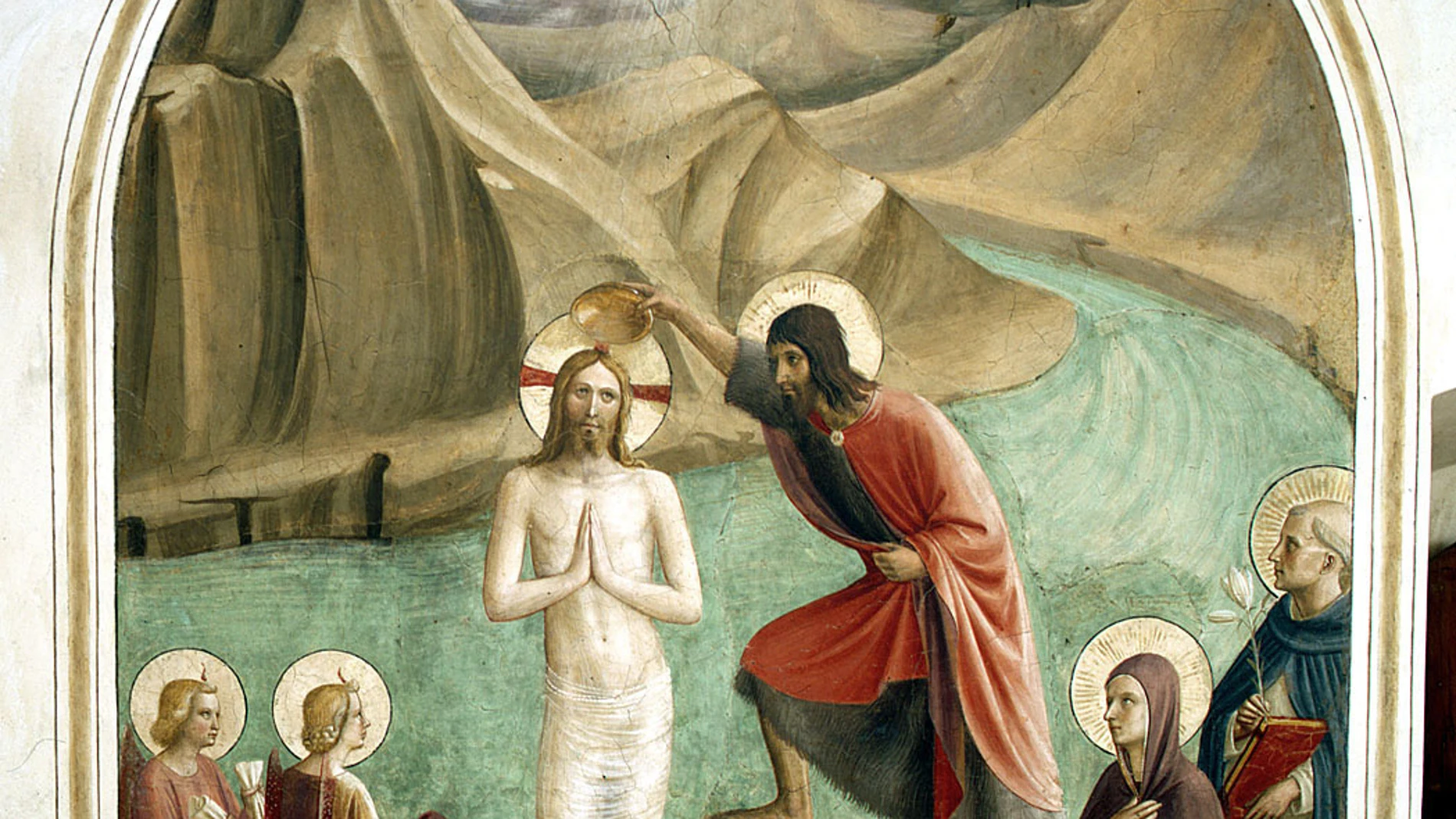 Fresco de Fray Angélico, "Il battesimo di Cristo", en el monasterio de San Marco, Florencia