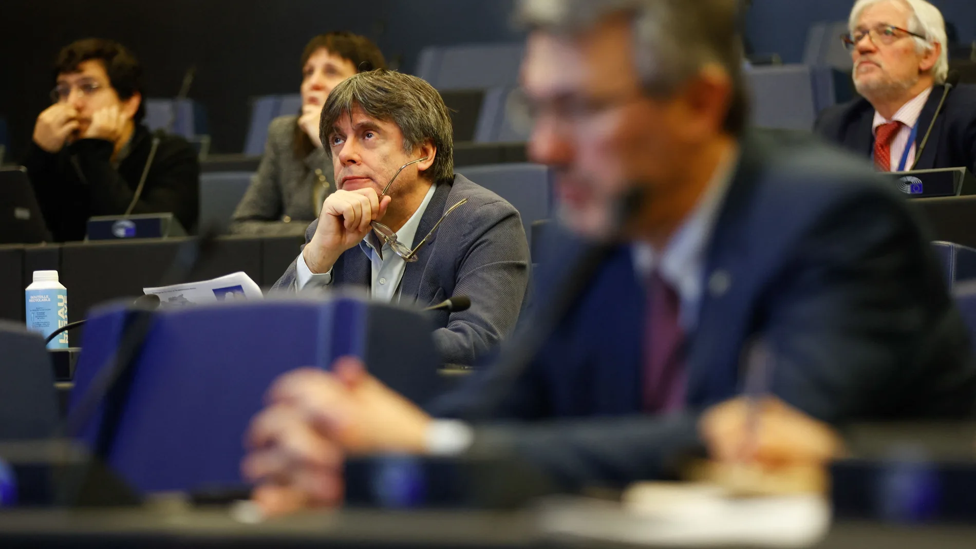 Carles Puigdemont in the Minority Intergroup meeting in the European Parliament Strasbourg. Photograph By Mathieu Cugnot.