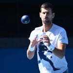 Djokovic, en pleno entrenamiento en Melbourne