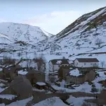 Panorámica de La Cueta a vista de dron tras una nevada