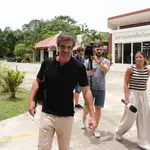 Spanish actor Rodolfo Sancho father of Spanish chef Daniel Sancho Bronchalo, leaves after visiting his detained son at a prison in Koh Samui island, southern Thailand