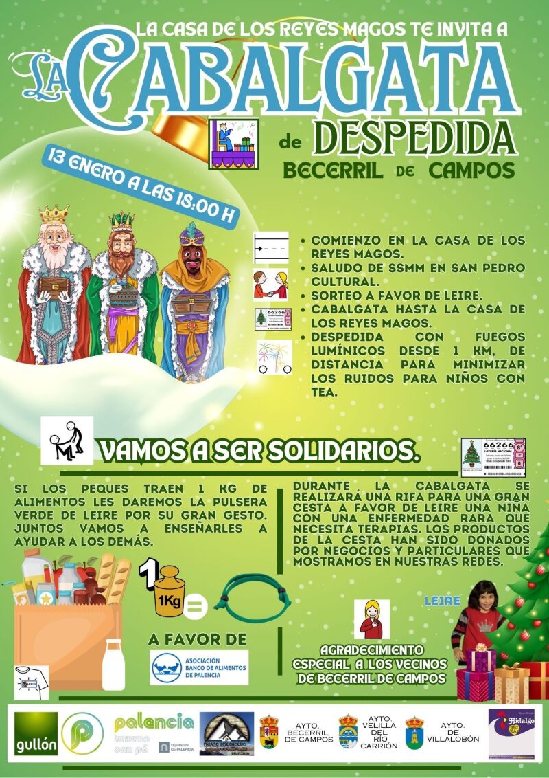 Cartel anunciador de la cabalgata de despedida a los Reyes Magos en Becerril de Campos