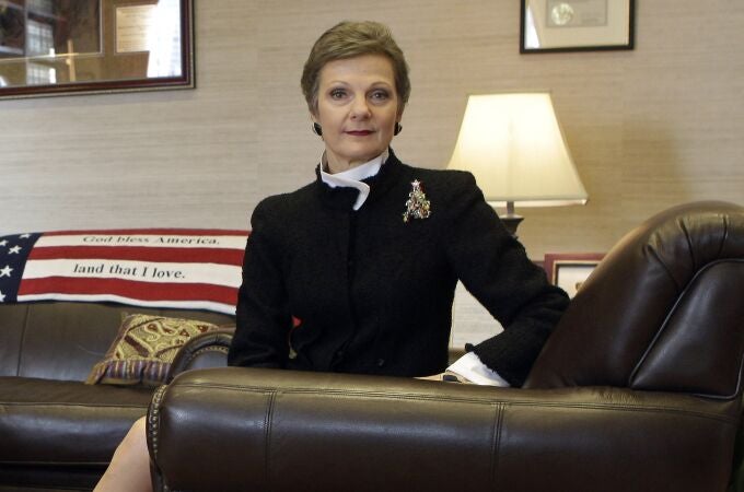 Federal judge Loretta Preska poses for a portrait in her chambers at Manhattan federal court, in New York.