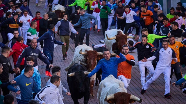 "Encierros Blancos" en San Sebastián de los Reyes, Madrid, este sábado. En el marco de estas fiestas patronale