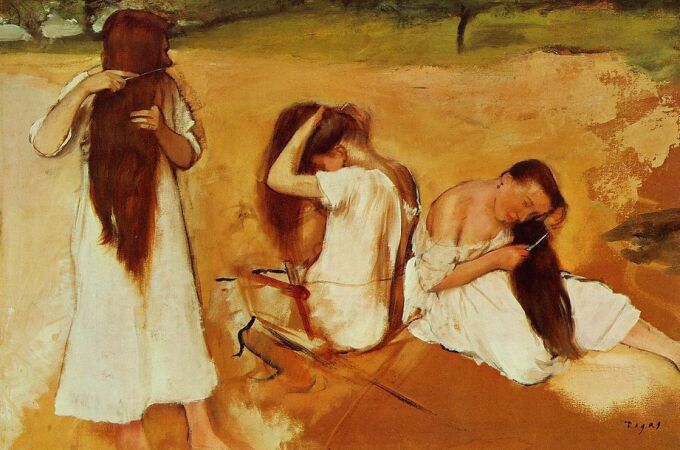 «Mujeres peinándose el cabello», pintura de Edgar Degas