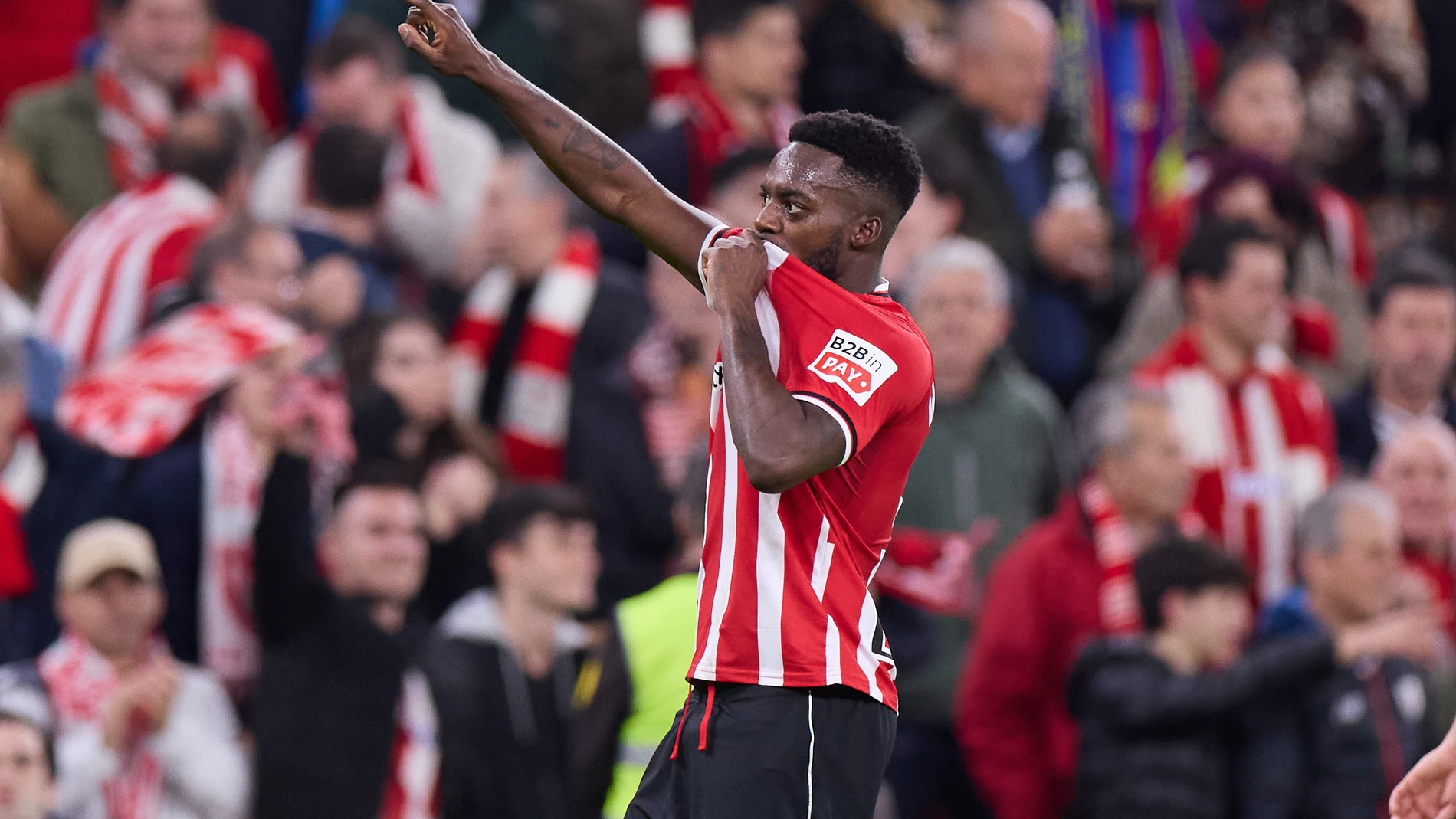 Inaki Williams of Athletic Club reacts after scoring goal during the Copa del Rey match between Athletic Club and FC Barcelona at San Mames on January 24, 2024, in Bilbao, Spain. AFP7 24/01/2024 ONLY FOR USE IN SPAIN